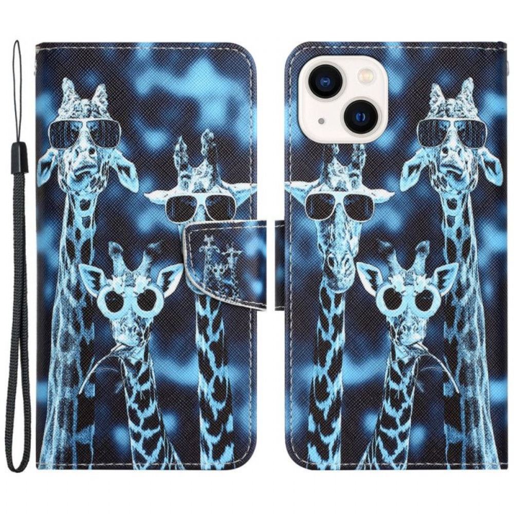 Flipové Pouzdro Na iPhone 15 Na Lana Inkognito Žirafy S Popruhem