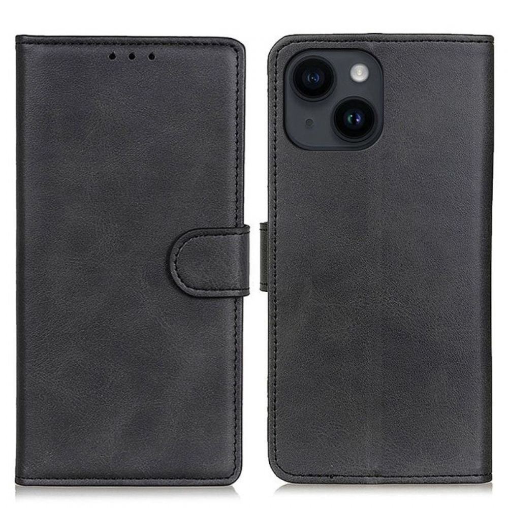 Flipové Pouzdro Na iPhone 15 Matná Umělá Kůže