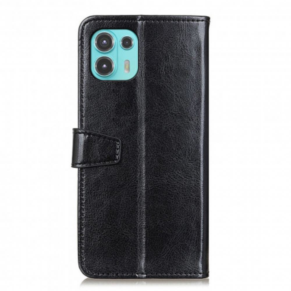 Flipové Pouzdro Na Motorola Edge 20 Lite Jednoduchý Lesklý Kožený Efekt