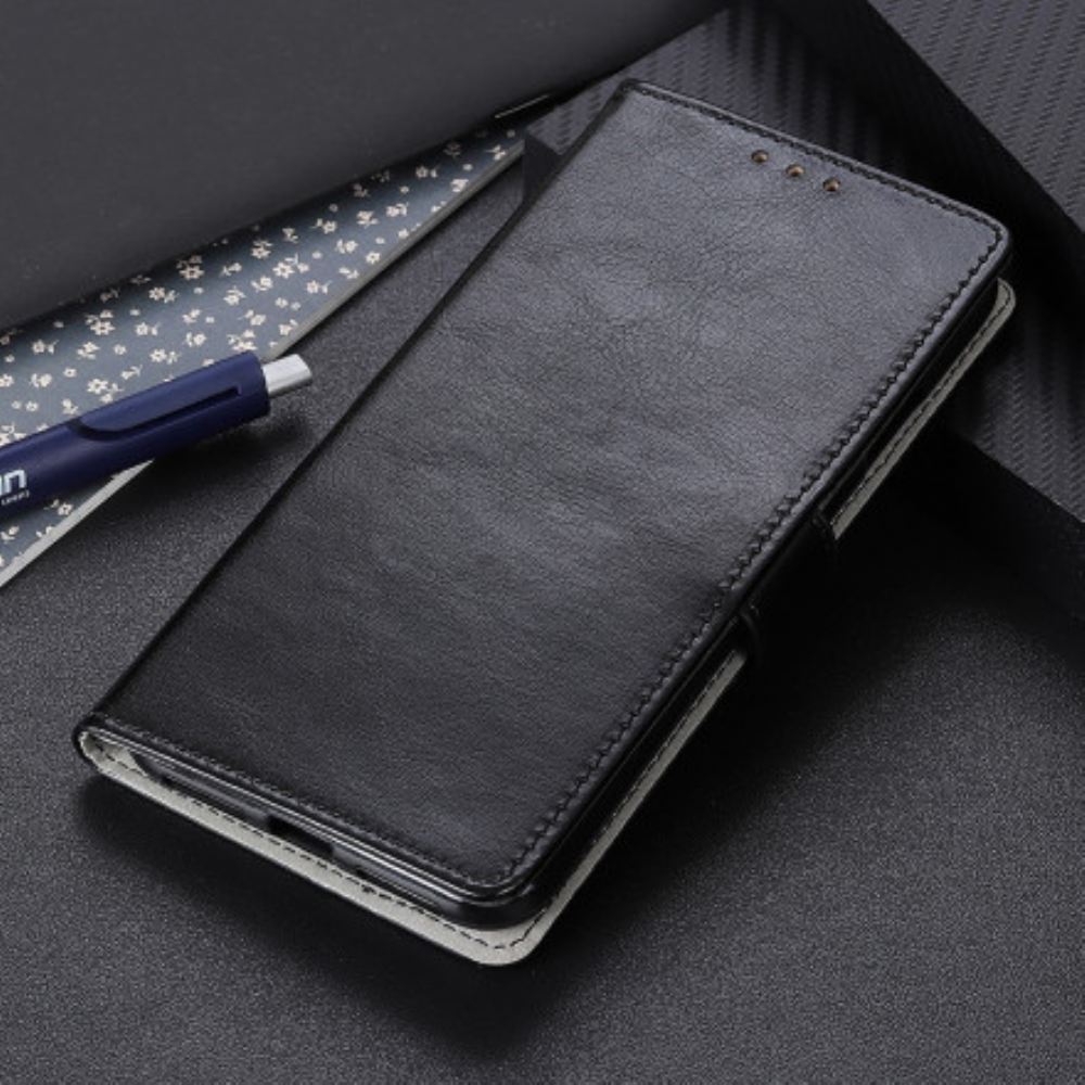 Flipové Pouzdro Na Motorola Edge 20 Lite Jednoduchý Lesklý Kožený Efekt