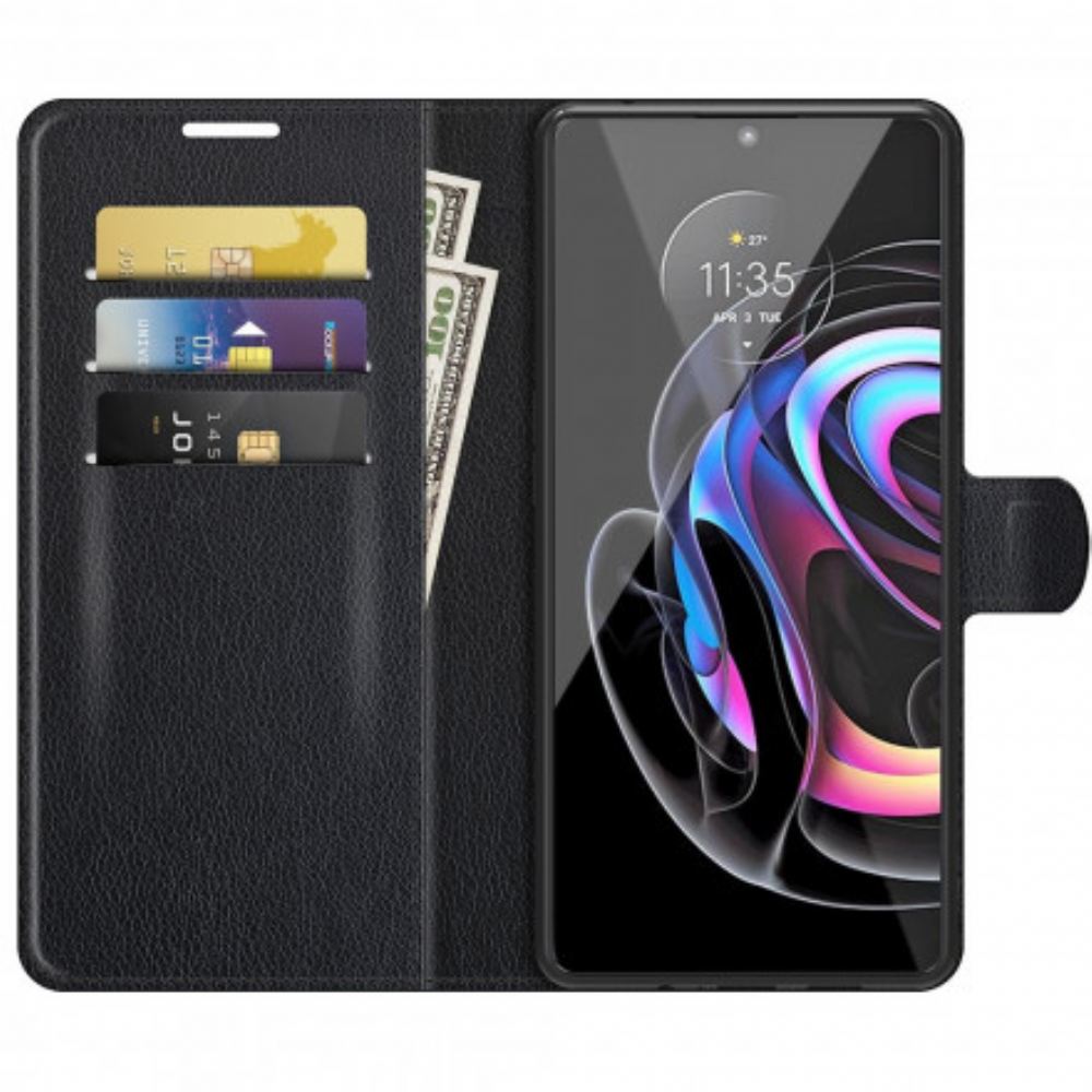 Flipové Pouzdro Na Motorola Edge 20 Lite Klasická Umělá Kůže Litchi
