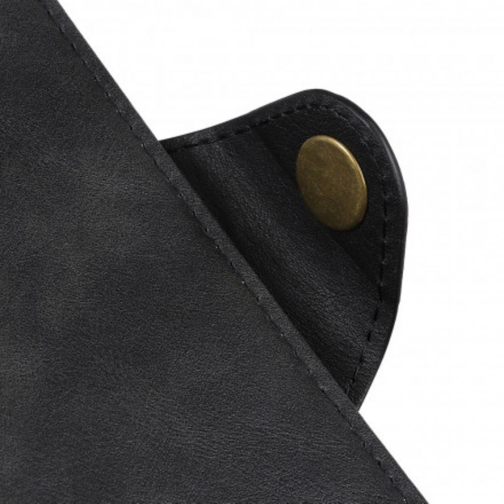Kožené Pouzdro Na Motorola Edge 20 Lite Knoflíček Z Umělé Kůže