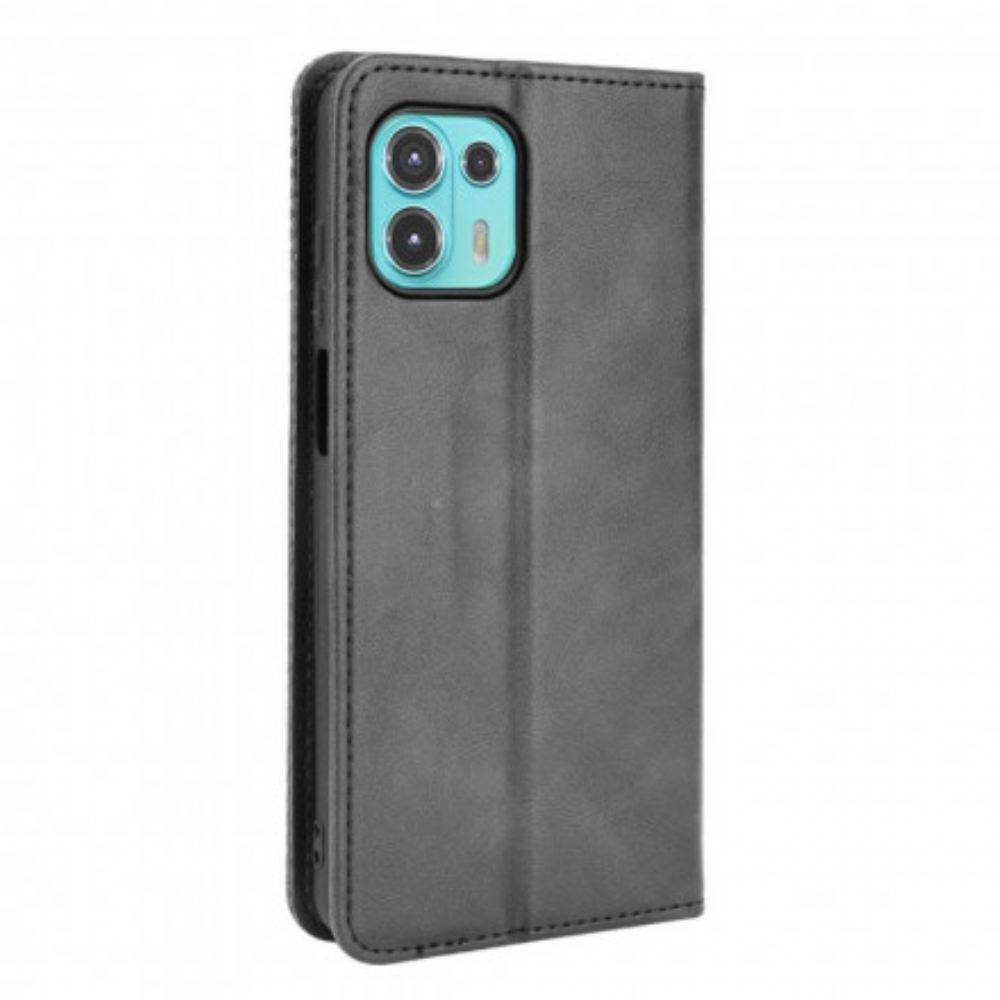 Kryty Na Mobil Na Motorola Edge 20 Lite Flipové Pouzdro Stylizovaný Vintage Kožený Efekt