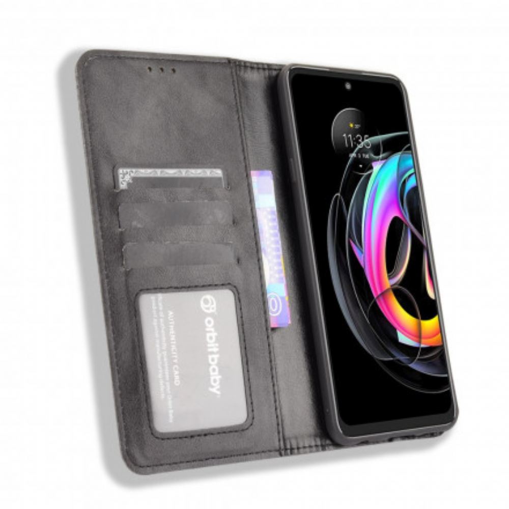 Kryty Na Mobil Na Motorola Edge 20 Lite Flipové Pouzdro Stylizovaný Vintage Kožený Efekt