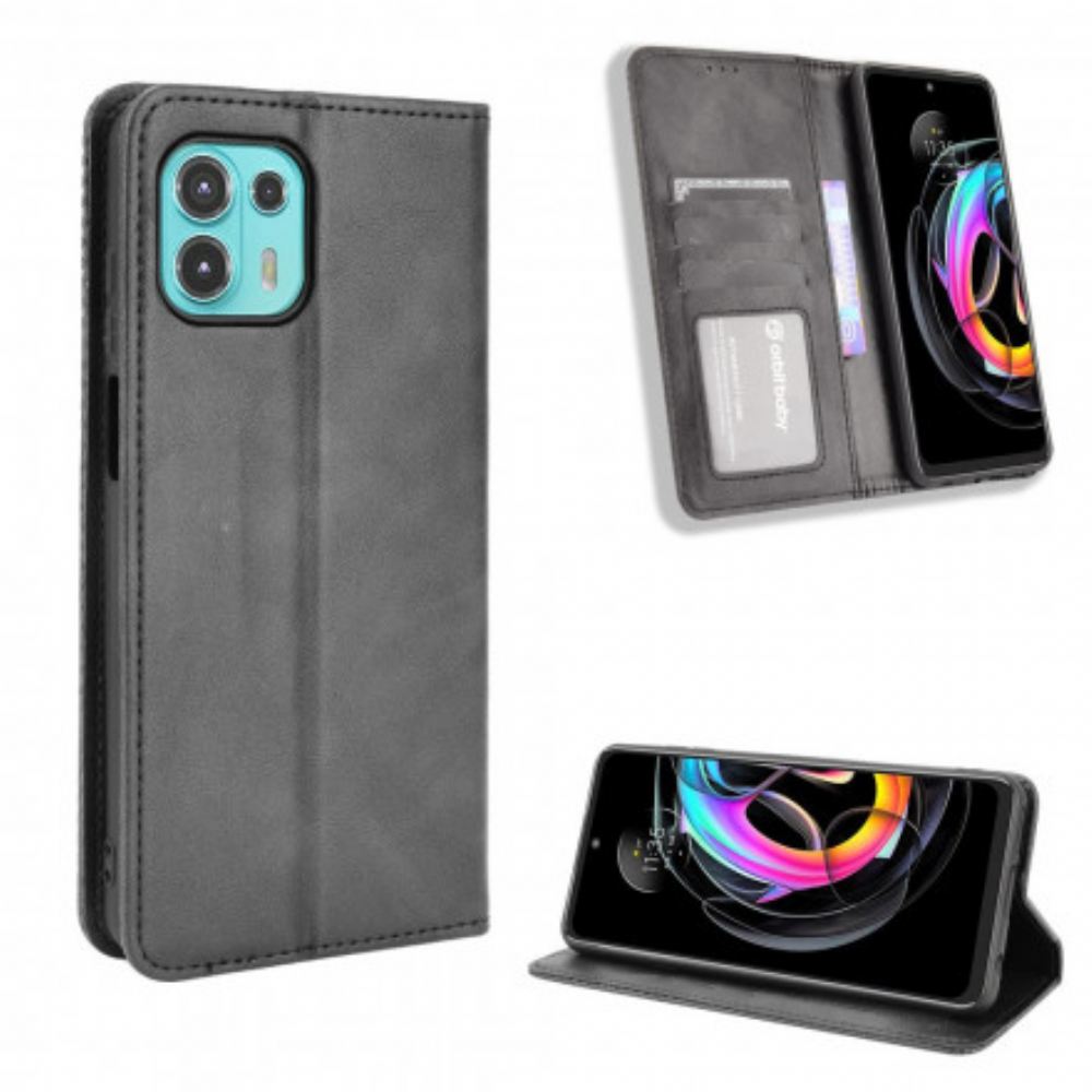 Kryty Na Mobil Na Motorola Edge 20 Lite Flipové Pouzdro Stylizovaný Vintage Kožený Efekt