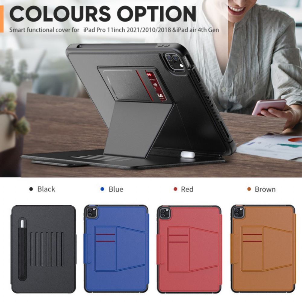Kožené Pouzdro Folio Na iPad Air (2022) (2020) / Pro 11" Držák Karet S Více Úhly