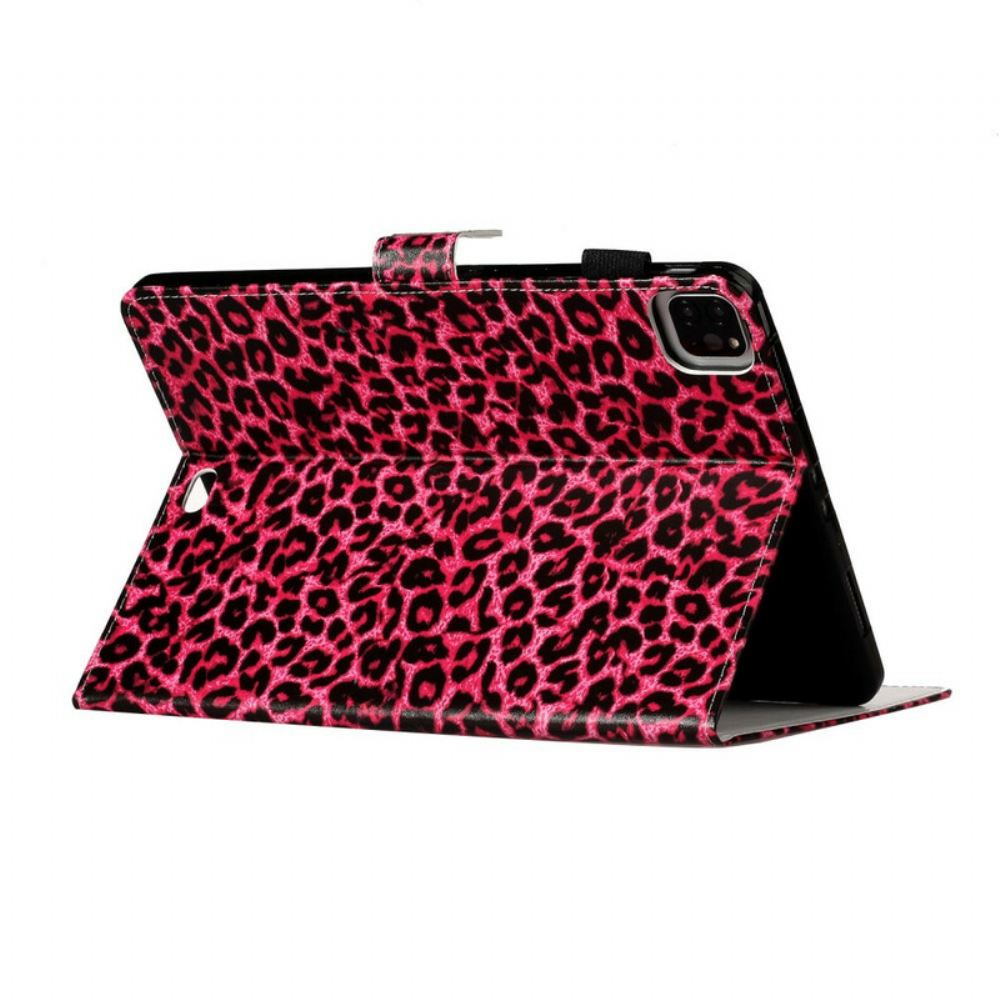Kožené Pouzdro Na iPad Air (2022) (2020) / Pro 11" Růžový Leopardí Vzor