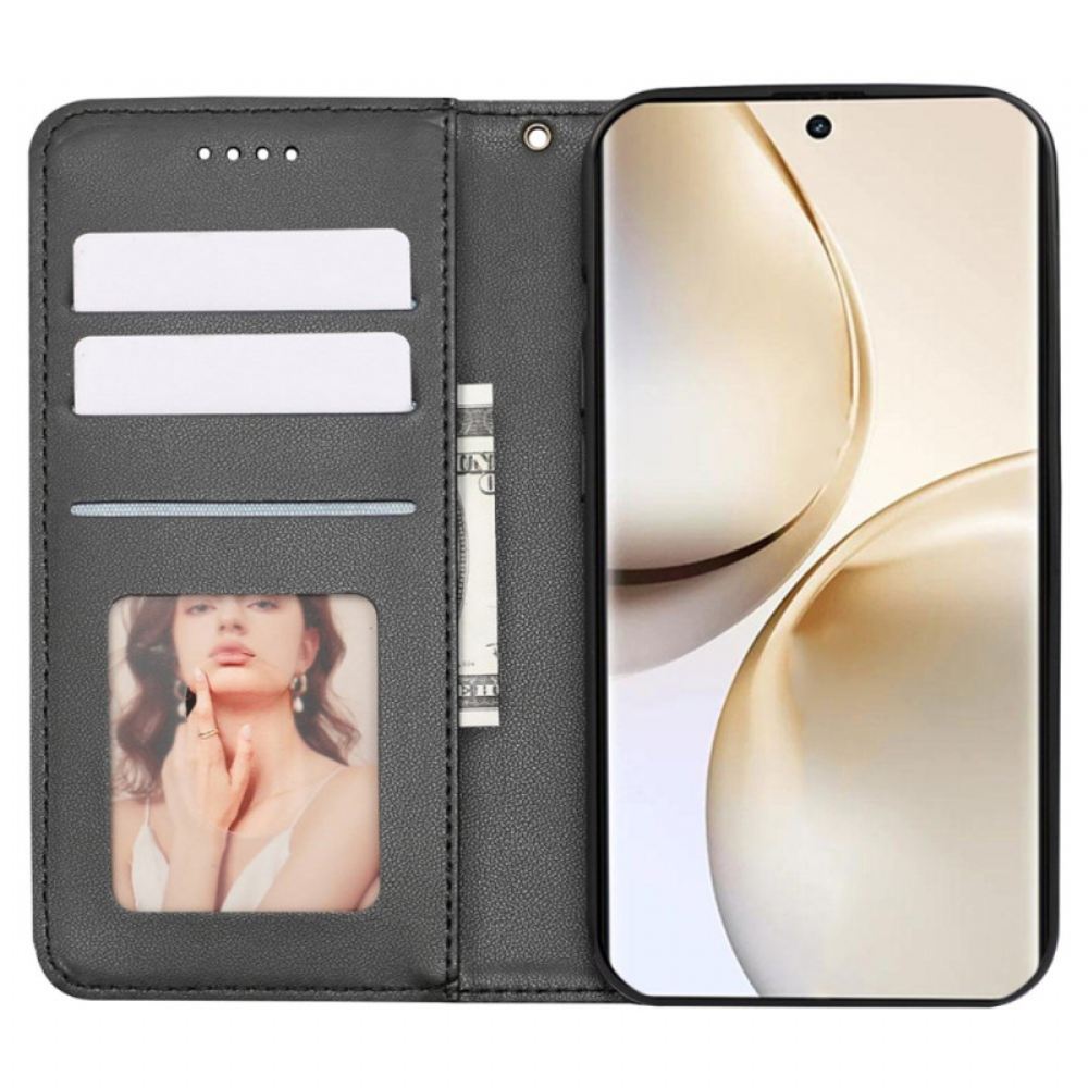 Kožené Pouzdro Folio Realme 14 Pro Plus 5g Kostkovaný Popruh