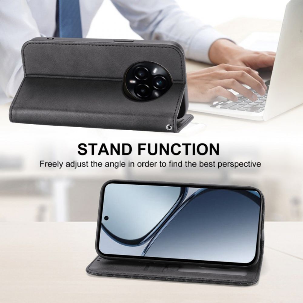 Kožené Pouzdro Folio Realme 14 Pro Plus 5g Texturované S Popruhem