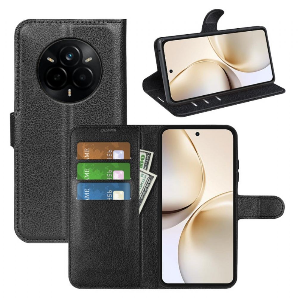 Kožený Kryt Na Realme 14 Pro Plus 5g Klasická Umělá Kůže Liči