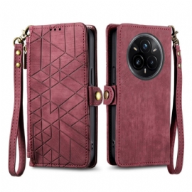 Kožený Kryt Na Realme 14 Pro Plus 5g Peněženka S Liniemi