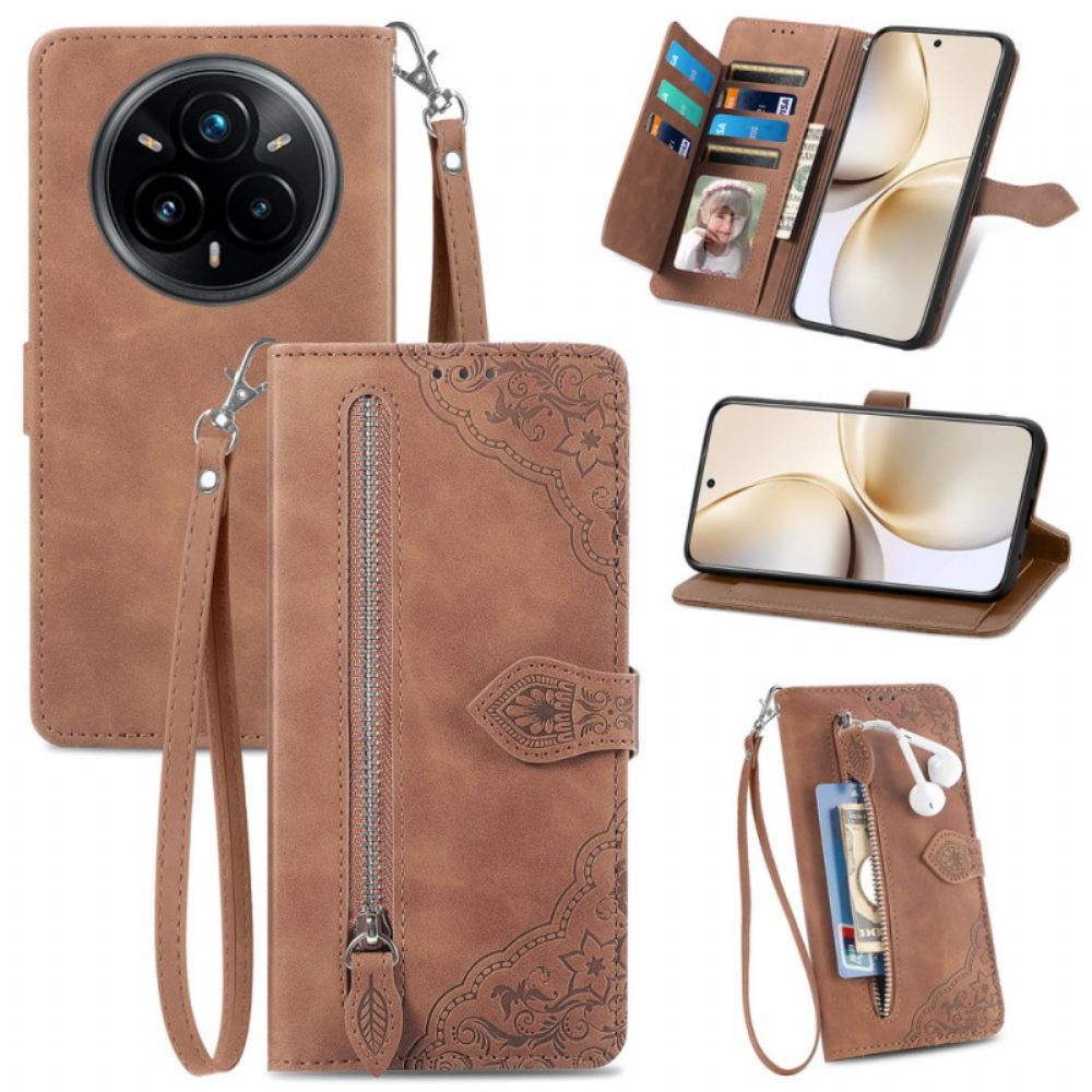 Kožený Kryt Na Realme 14 Pro Plus 5g Semišový Efekt S Krajkovým Vzorem