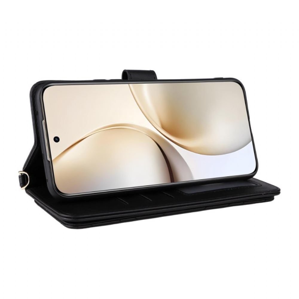 Kožený Kryt Realme 14 Pro Plus 5g Prémiové S Ramenním Popruhem A Popruhem