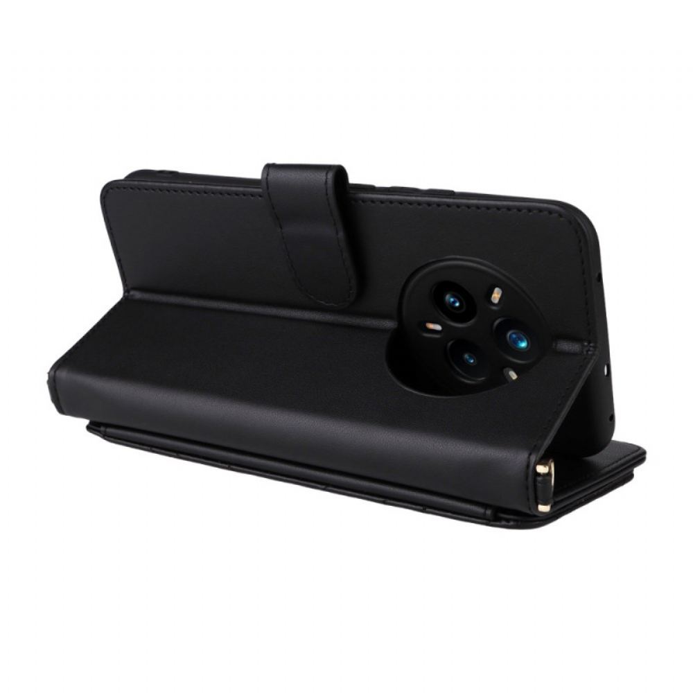 Kožený Kryt Realme 14 Pro Plus 5g Prémiové S Ramenním Popruhem A Popruhem