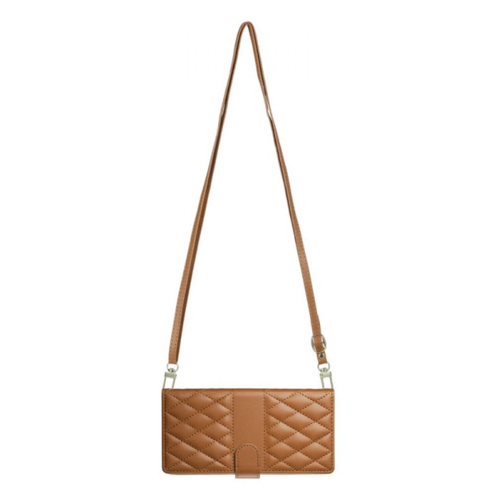 Kožený Kryt Realme 14 Pro Plus 5g Prošívané S Popruhem A Ramenním Popruhem