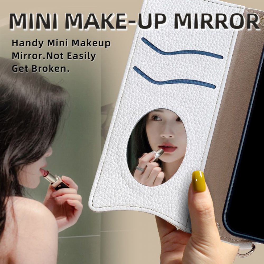 Kožený Kryt Realme 14 Pro Plus 5g Zrcadlo A Řetízek