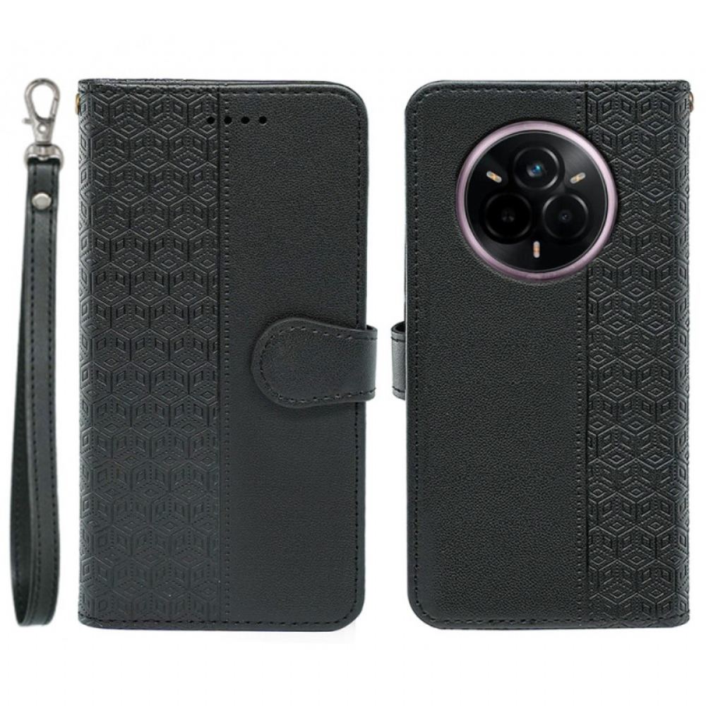 Peněženková Pouzdra Realme 14 Pro Plus 5g Kryty Na Mobil Řemínek S Kubickým Vzorem