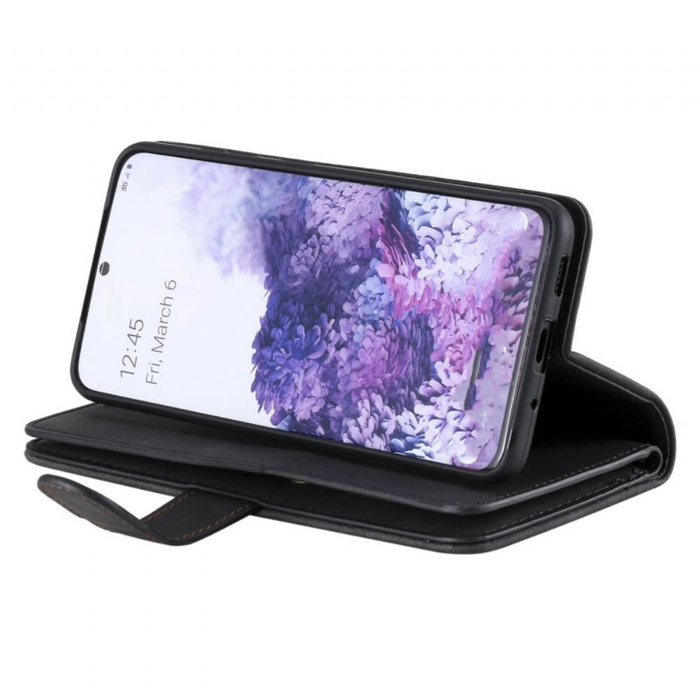 Flipové Pouzdro Na Samsung Galaxy S20 Plus 4G / 5G Kapsa Na Zip Se Zesílenými Obrysy