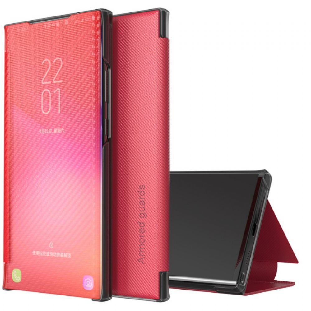 Kryty Na Mobil Na Samsung Galaxy S20 Plus 4G / 5G Flipové Pouzdro Průsvitné Uhlíkové Vlákno