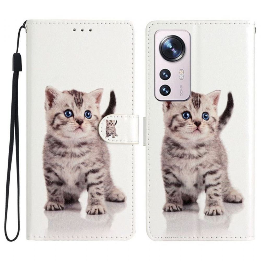 Flipové Pouzdro Na Xiaomi 12 Lite Na Lana Strappy Kotě
