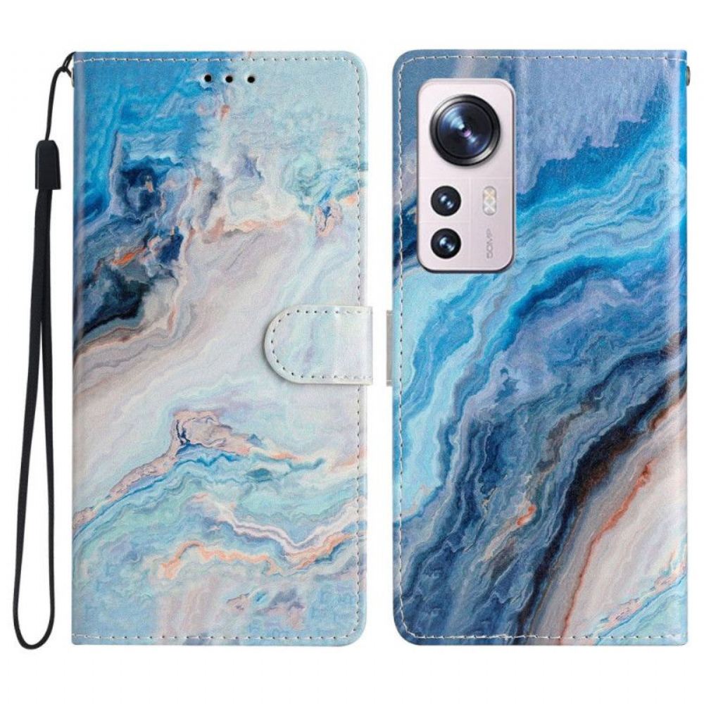 Flipové Pouzdro Na Xiaomi 12 Lite Na Lana Strip Mramor