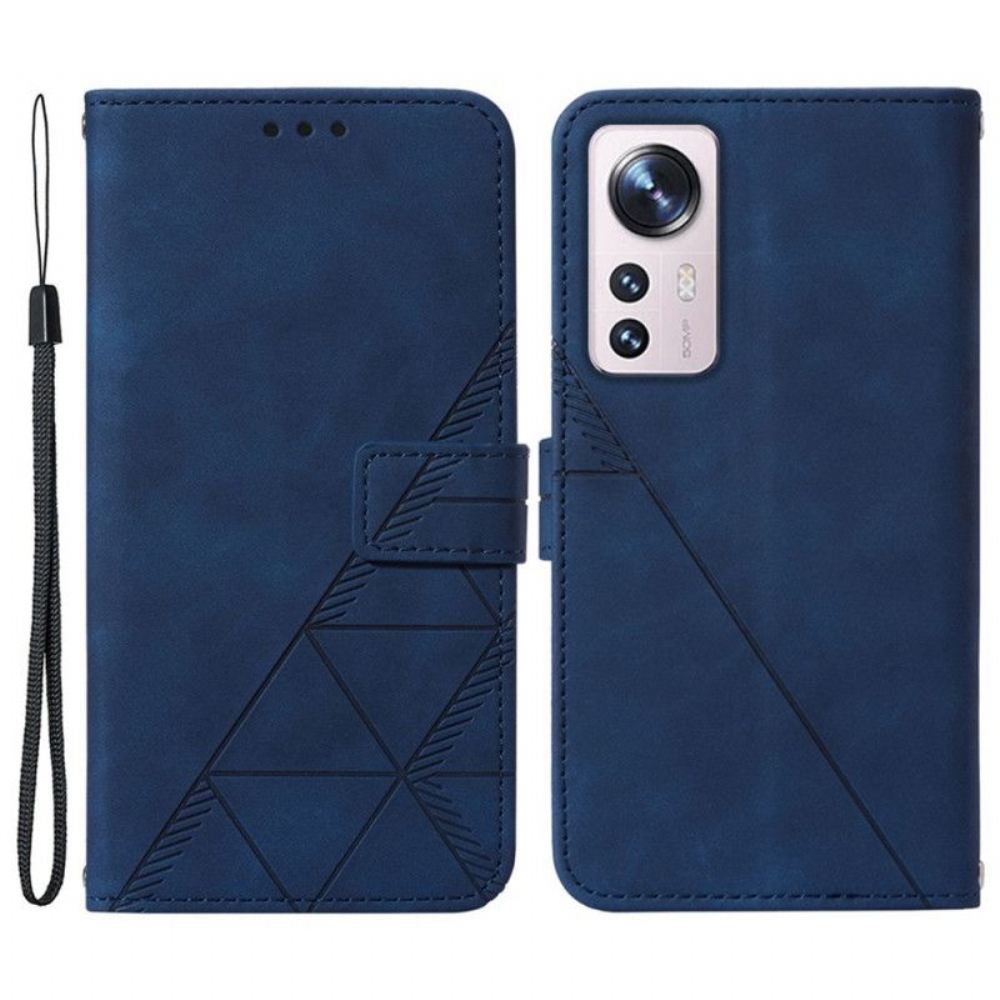 Flipové Pouzdro Na Xiaomi 12 Lite Trojúhelníky S Lanyardem