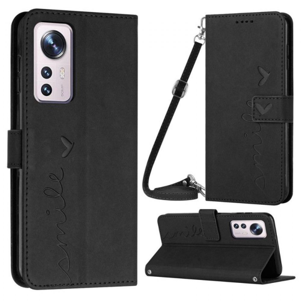 Flipové Pouzdro Na Xiaomi 12 Lite Usmívej Se S Lanyardem