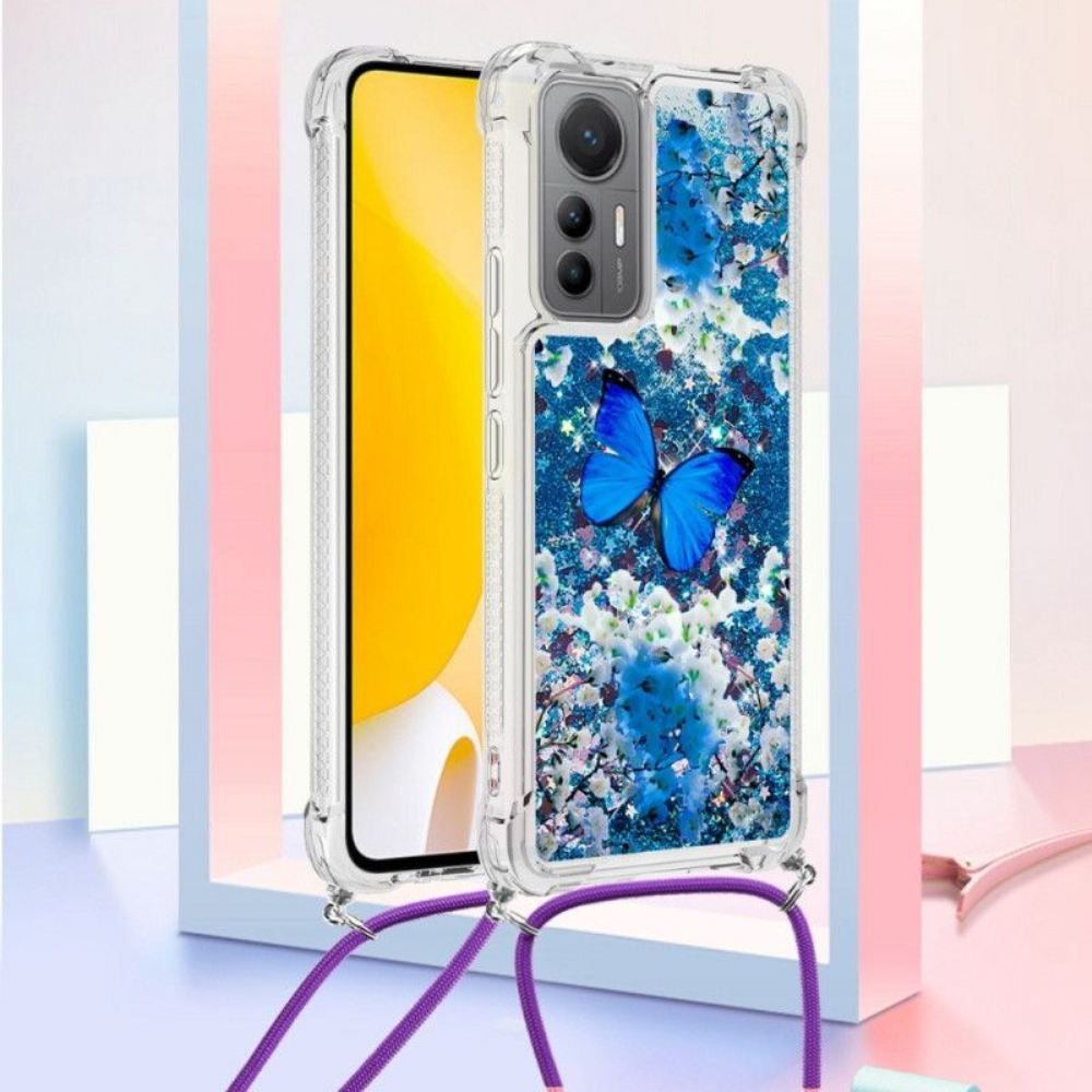 Kryt Na Xiaomi 12 Lite Na Lana Stahovací Šňůrka Flitry Motýli