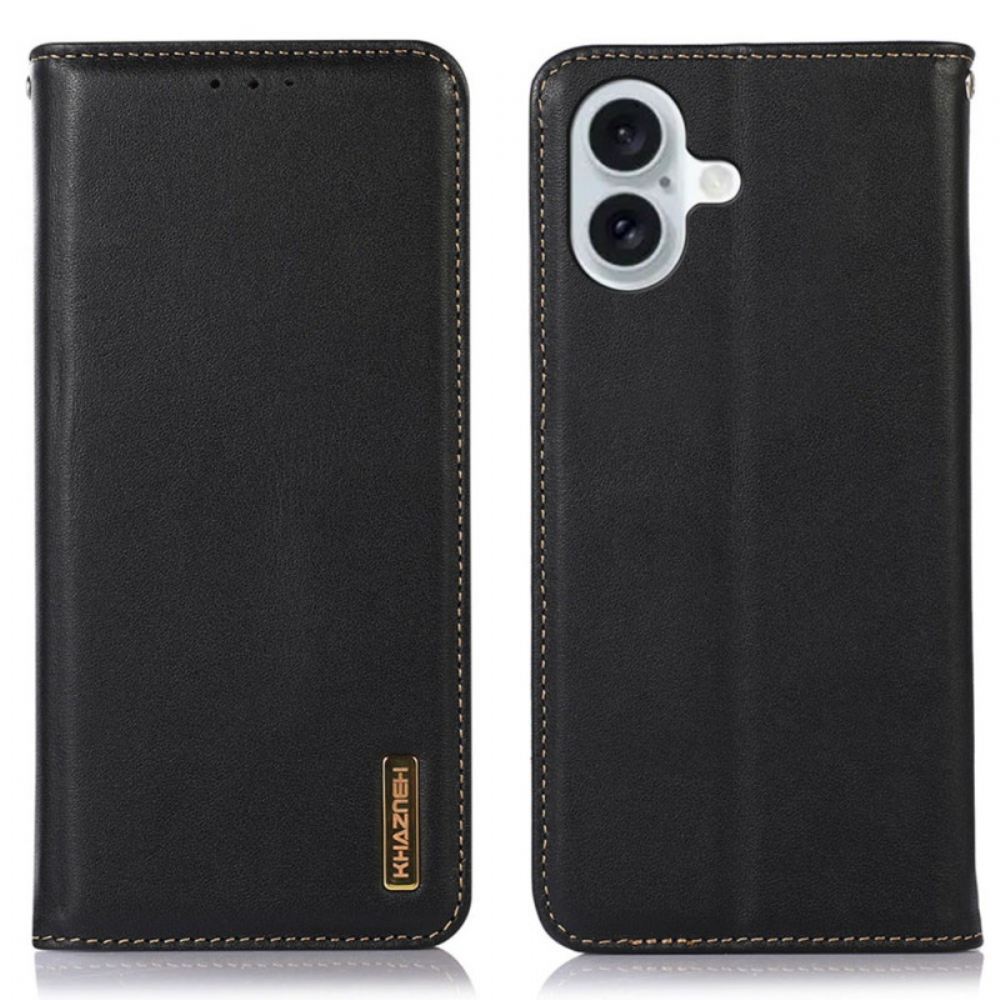 Kožené Pouzdro Folio iPhone 16 Blokování Rfid Khazneh
