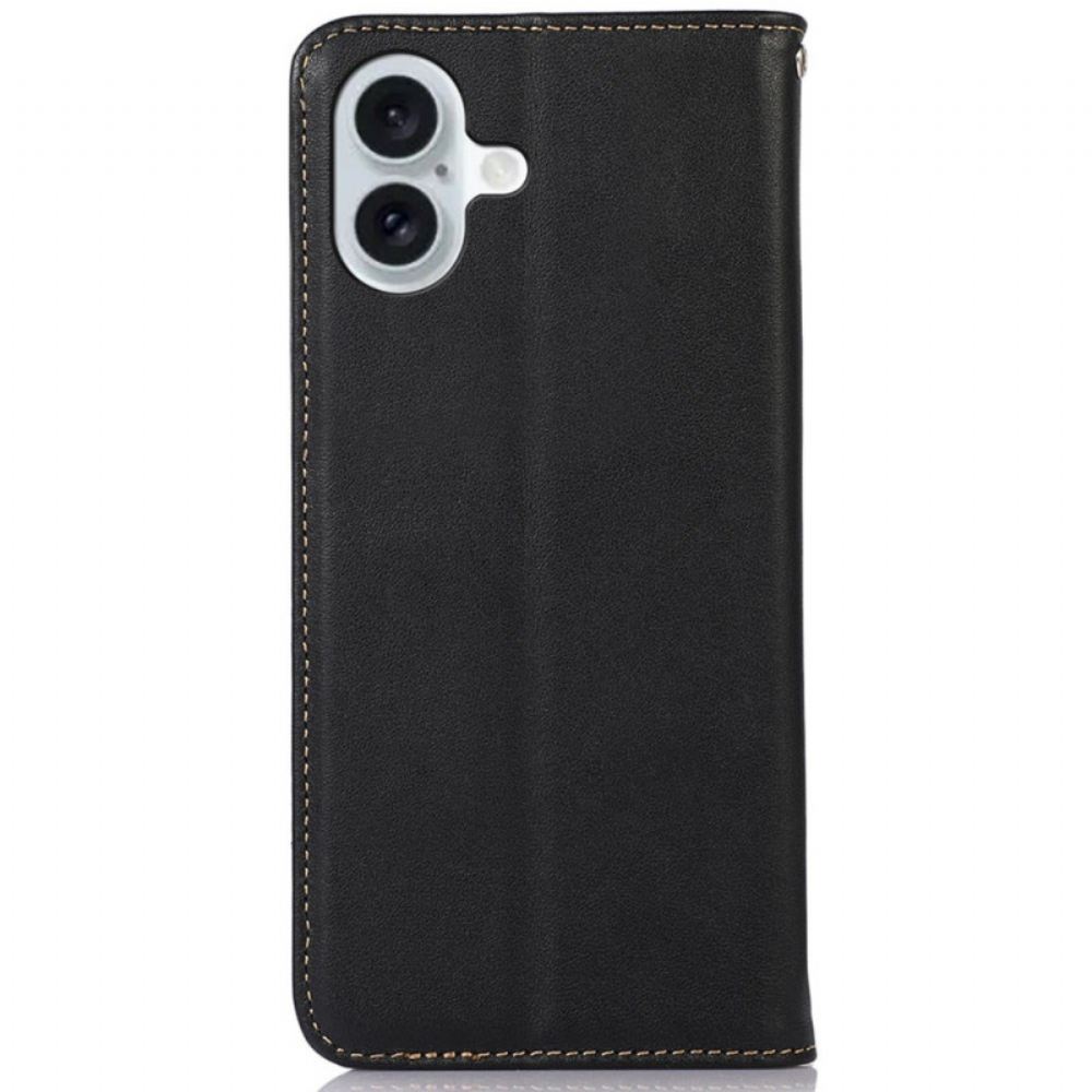Kožené Pouzdro Folio iPhone 16 Blokování Rfid Khazneh