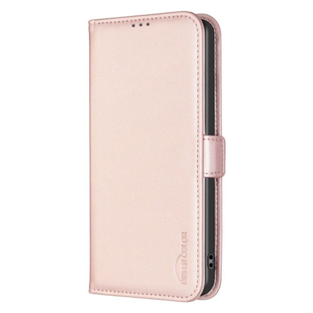 Kožené Pouzdro Folio iPhone 16 Klasická Barva Binfen