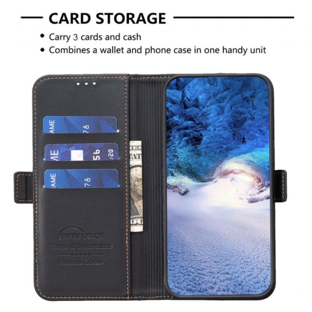 Kožené Pouzdro Folio iPhone 16 Klasická Barva Binfen