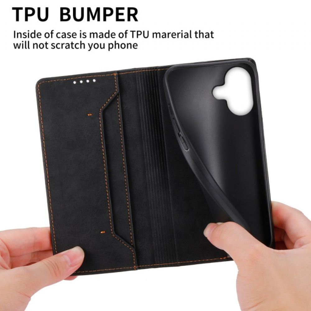 Kožené Pouzdro Folio iPhone 16 Technologie Blokování Rfid S Efektem Vintage Kůže