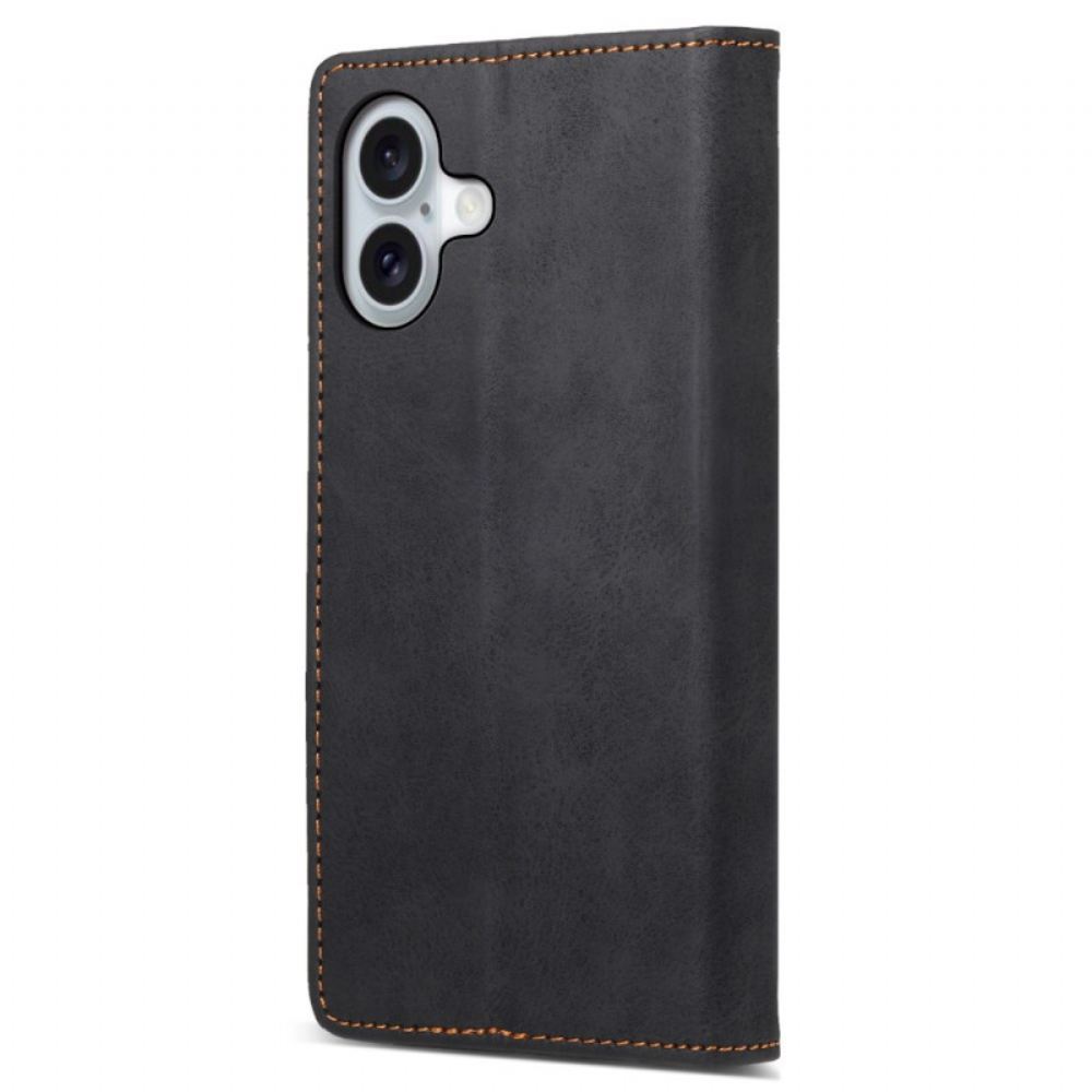 Kožené Pouzdro Folio iPhone 16 Technologie Blokování Rfid S Efektem Vintage Kůže
