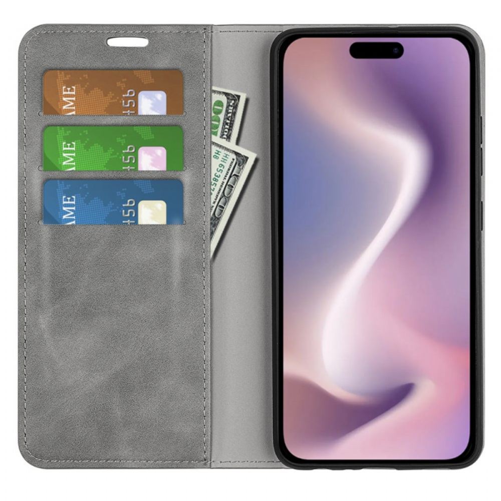 Kožené Pouzdro Folio Na iPhone 16 Klasika
