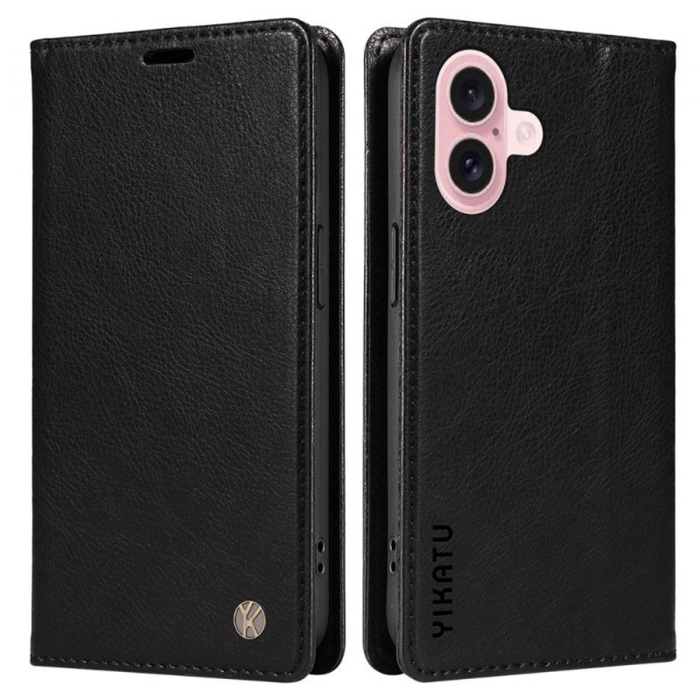 Kožené Pouzdro Folio Na iPhone 16 Vintage Yikatu