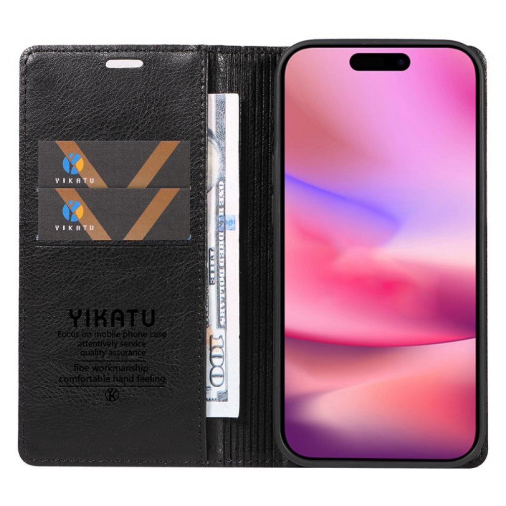 Kožené Pouzdro Folio Na iPhone 16 Vintage Yikatu