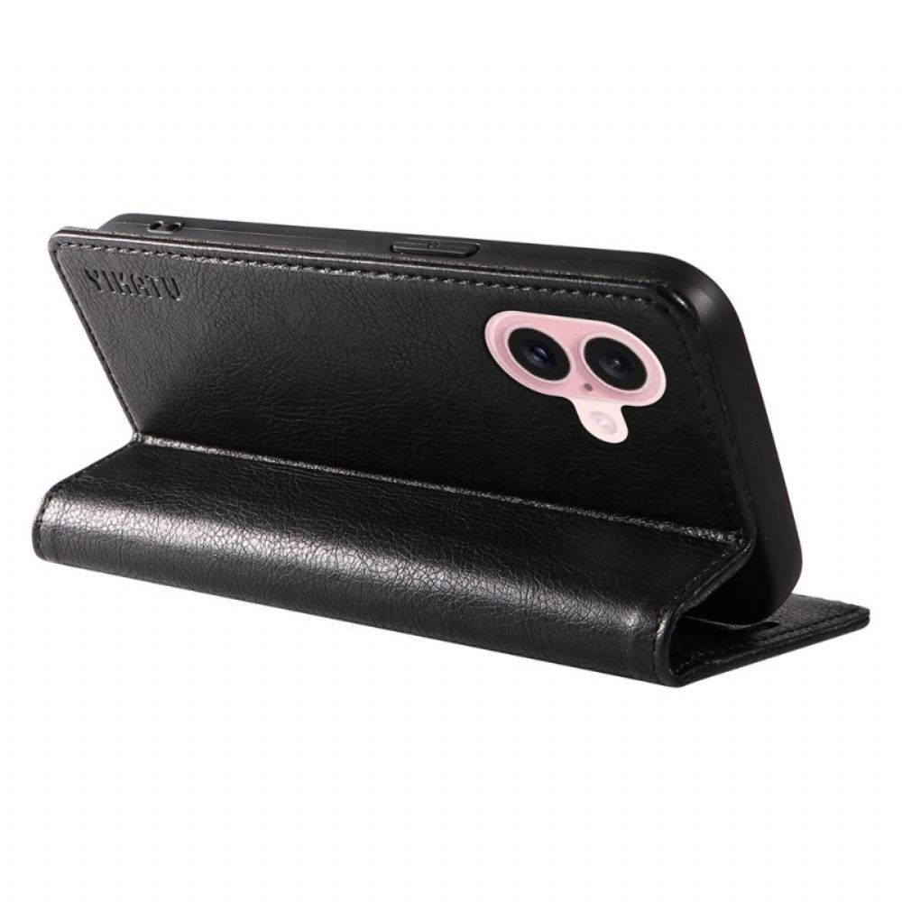 Kožené Pouzdro Folio Na iPhone 16 Vintage Yikatu