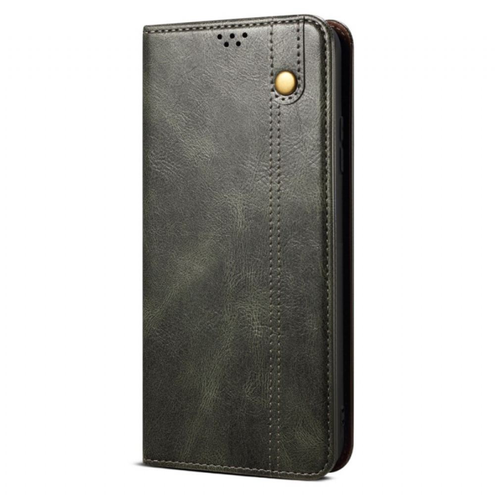 Kožené Pouzdro Folio Na iPhone 16 Voskovaná Imitace Kůže