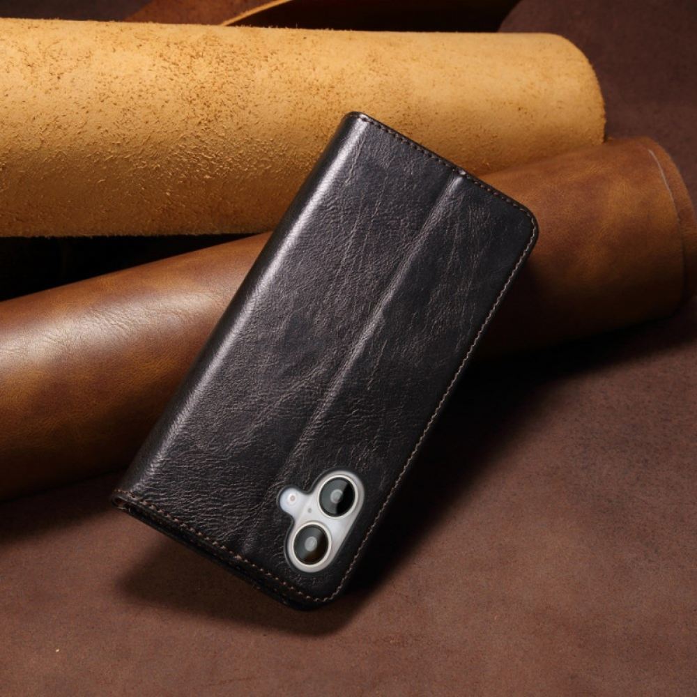 Kožené Pouzdro Folio Na iPhone 16 Voskovaná Imitace Kůže