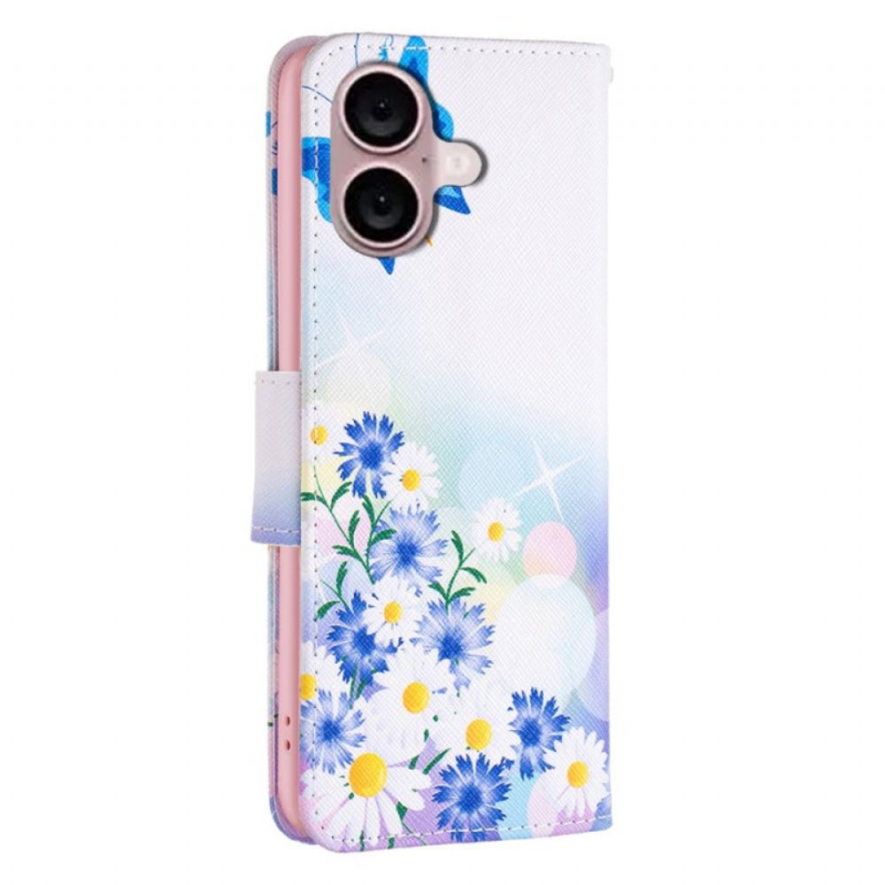 Kožený Kryt iPhone 16 Akvareloví Motýli