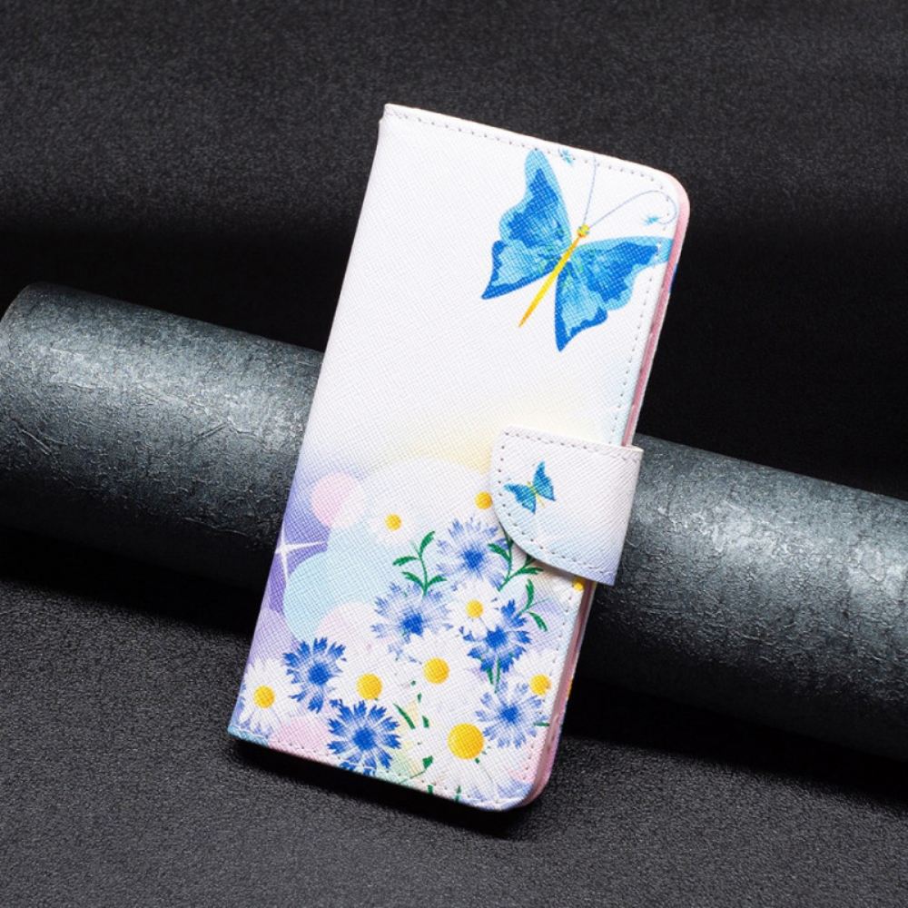 Kožený Kryt iPhone 16 Akvareloví Motýli