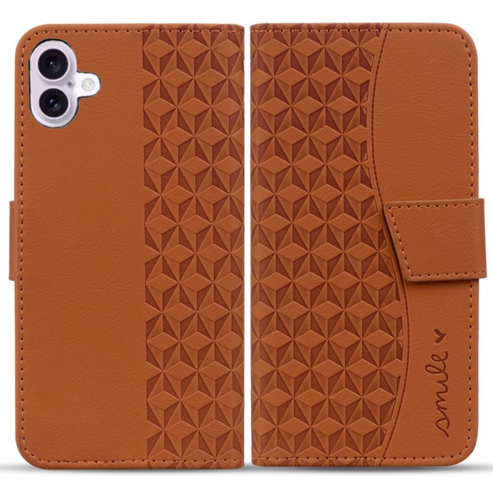 Kožený Kryt iPhone 16 Diamantový Vzor