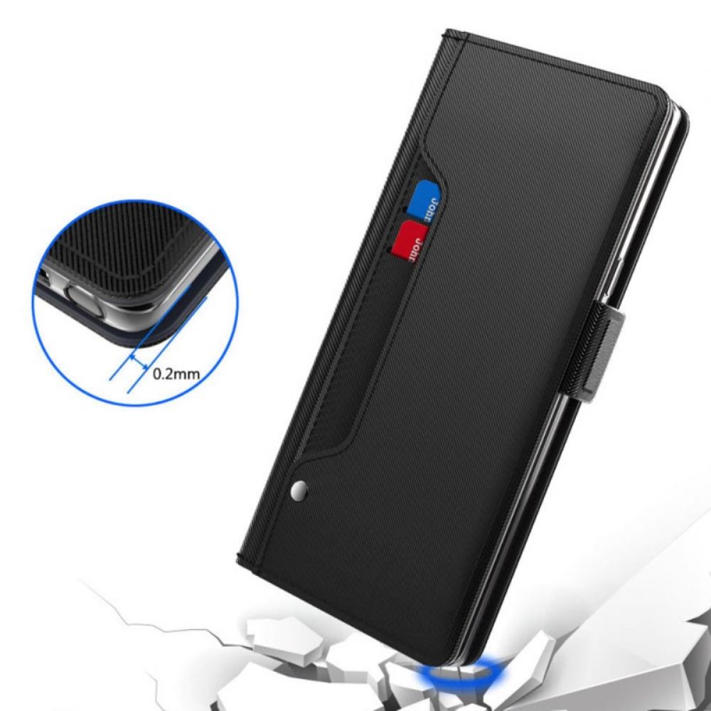 Kožený Kryt iPhone 16 Držák Zrcadla A Karty