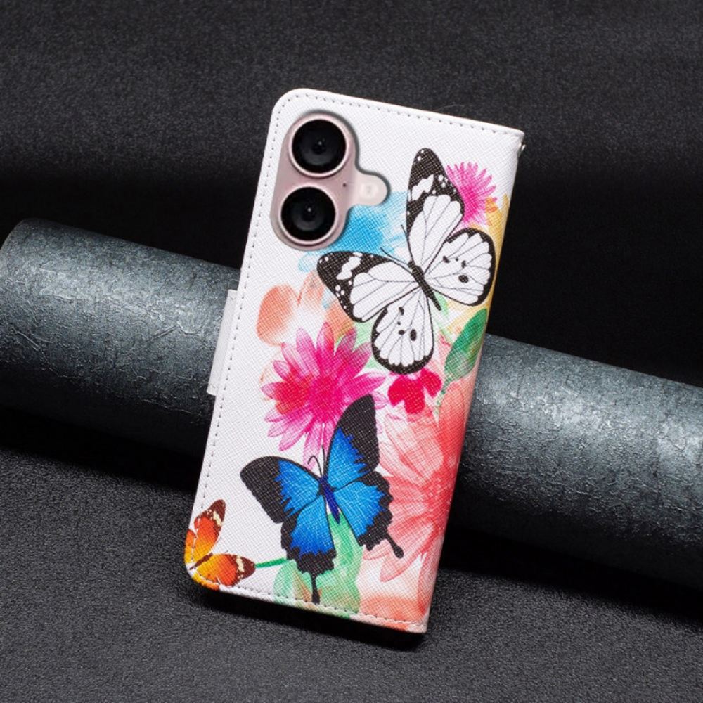 Kožený Kryt iPhone 16 Dva Motýli