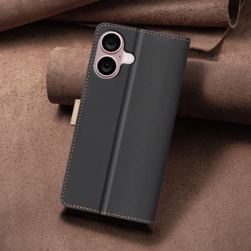 Kožený Kryt iPhone 16 Dvojbarevné Binfen Rfid Blokování