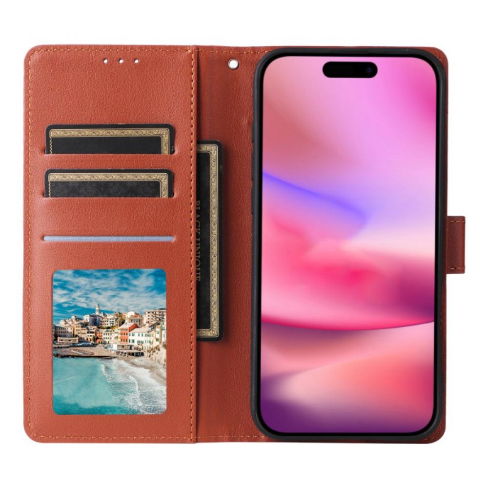 Kožený Kryt iPhone 16 Efekt Hladké Kůže