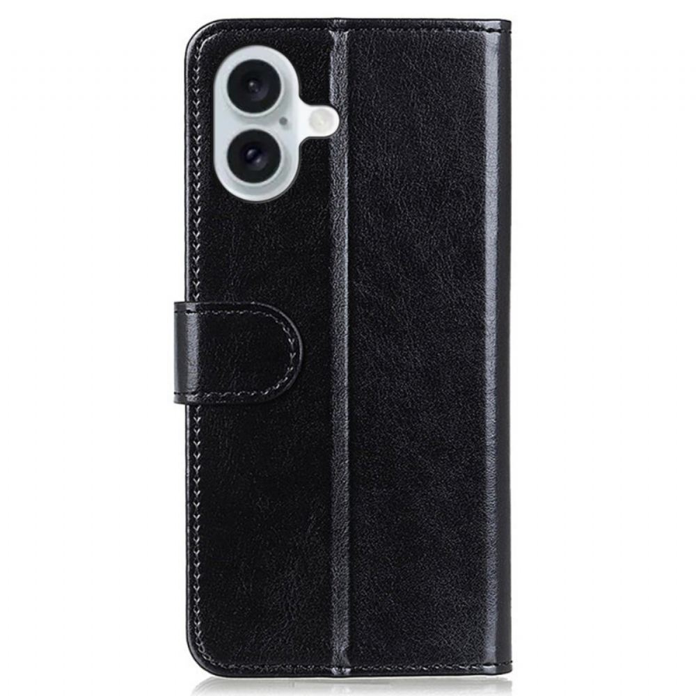 Kožený Kryt iPhone 16 Imitace Lakované Kůže