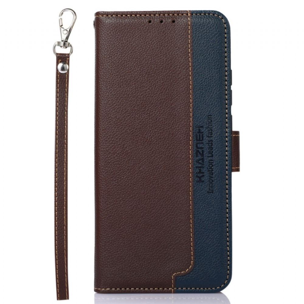 Kožený Kryt iPhone 16 Khazneh Bicolor Blokování Rfid