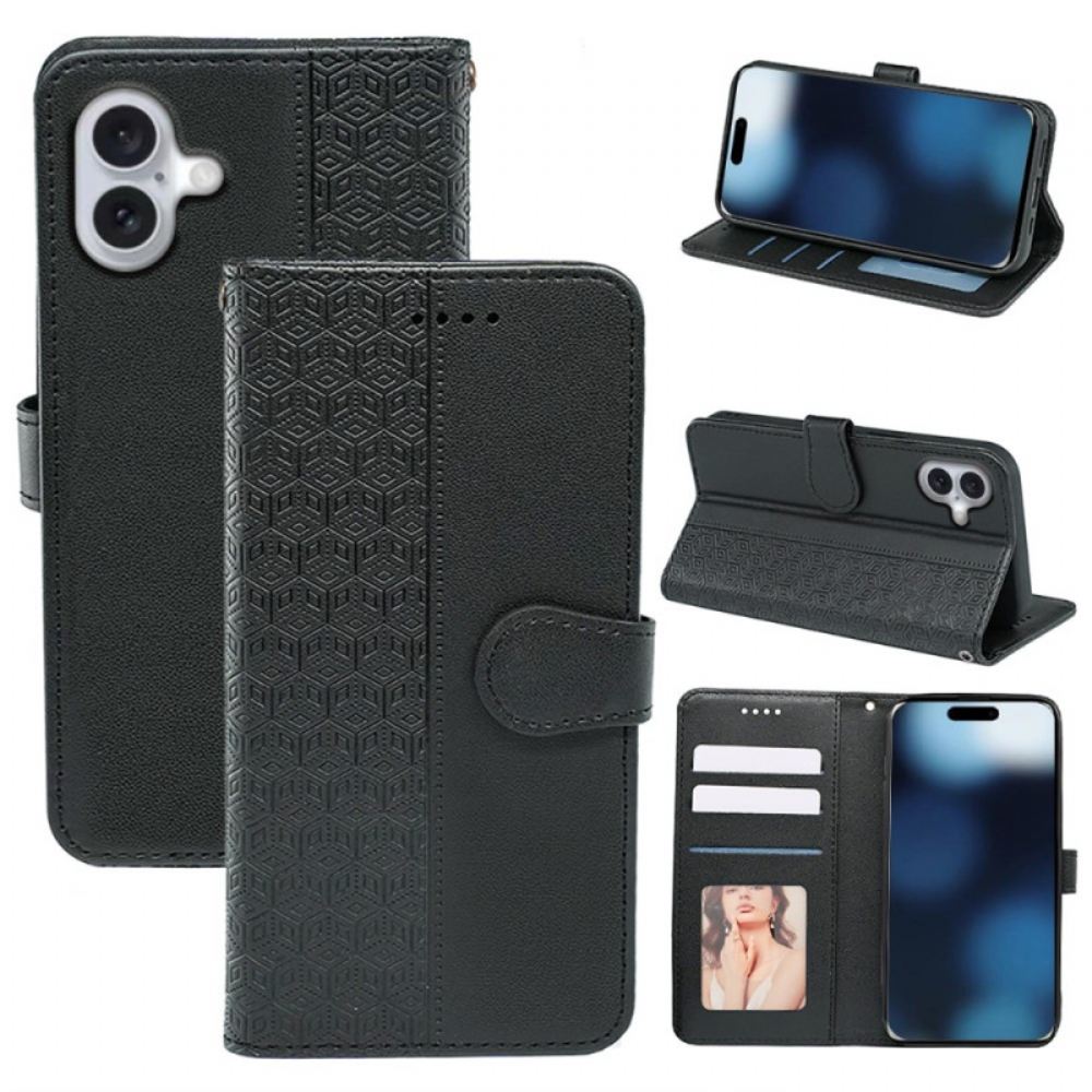 Kožený Kryt iPhone 16 Krychlový Vlys